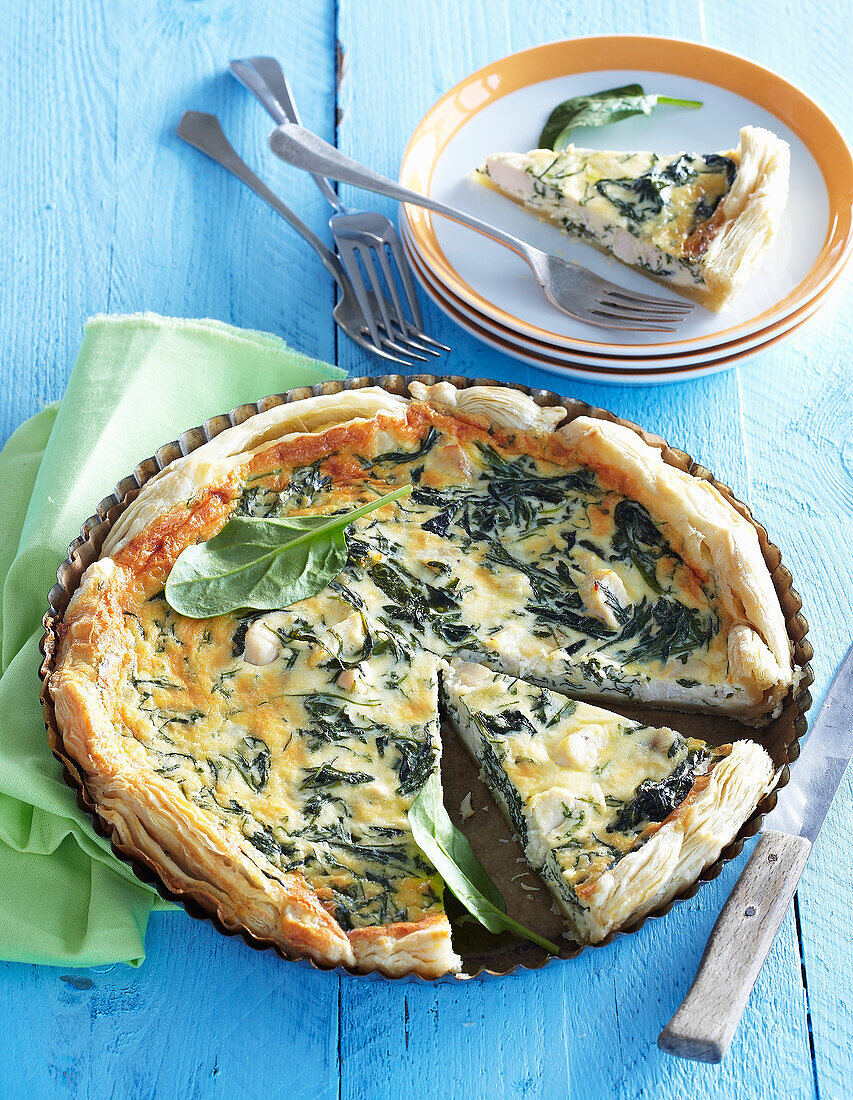 Spinach chicken quiche