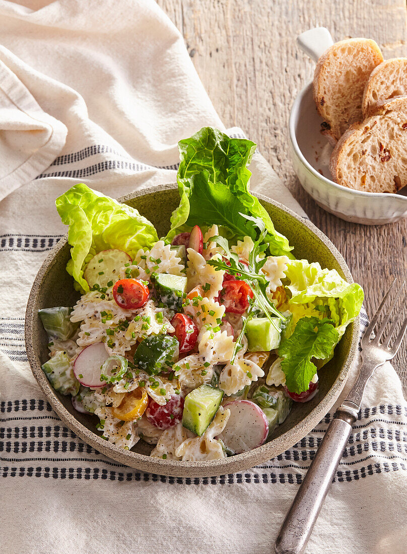 Pasta salad with radish