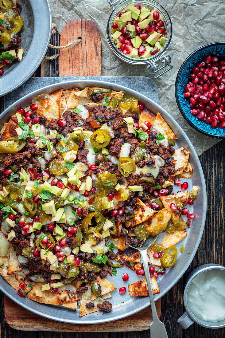 Home made nachos with black beans