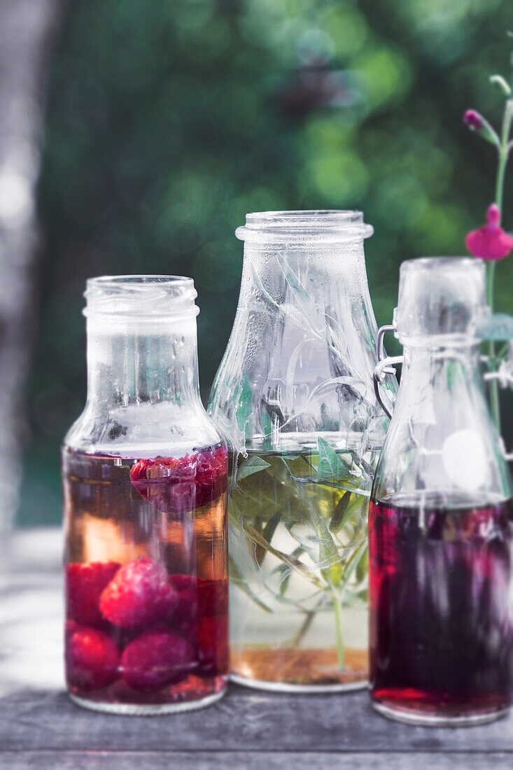 Homemade vinegar with berries and tarragon