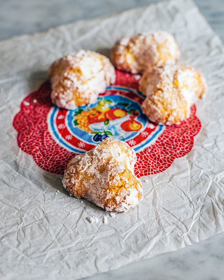 Amaretti morbidi all arancia (soft amaretti with orange, Tuscany, Italy)