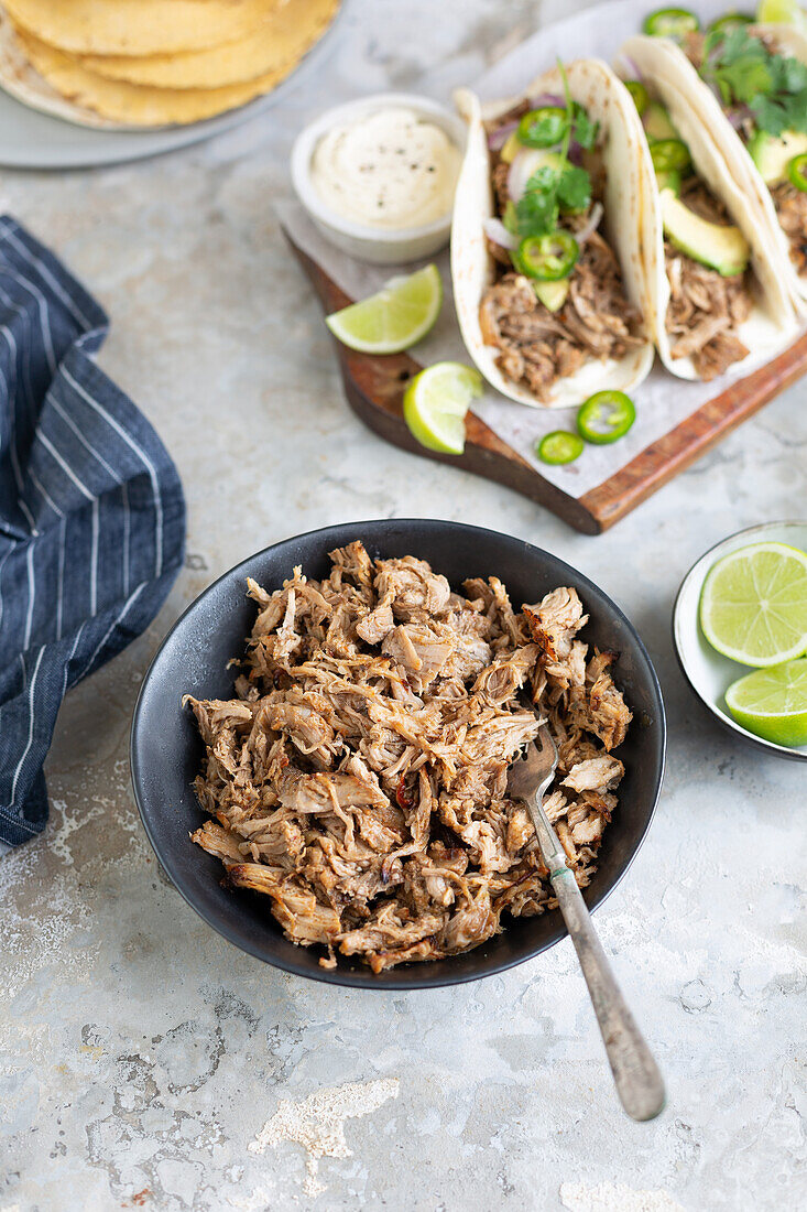 Pork carnitas for tacos (Mexico)