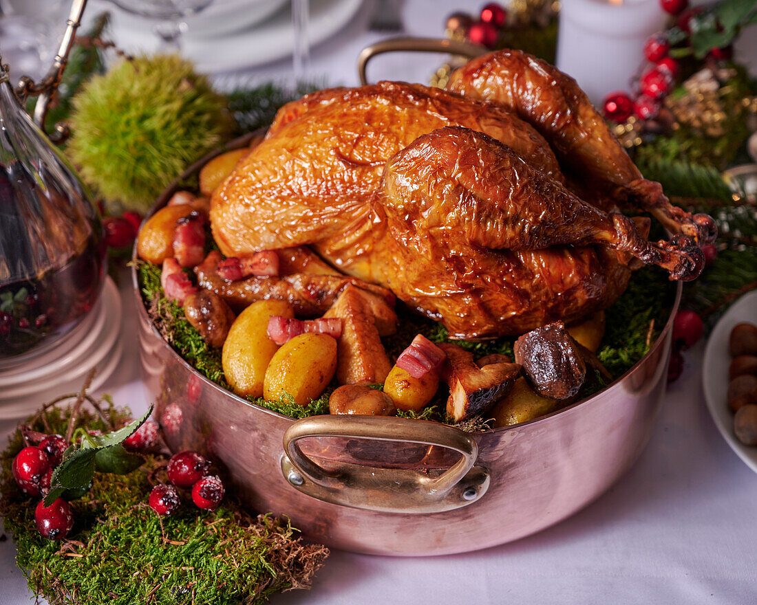 A Christmas roast turkey