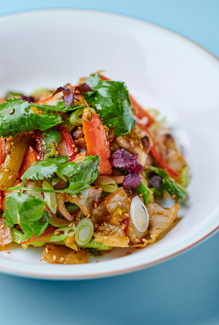 Asian stir-fried vegetables with coriander