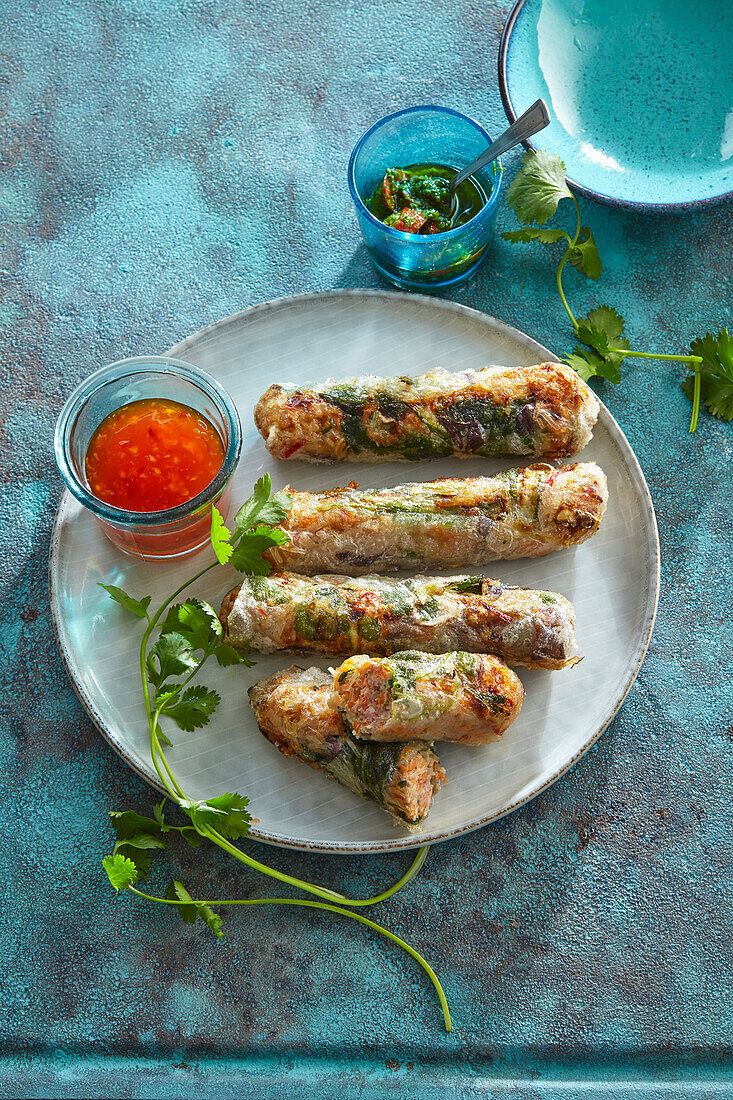 Vietnamese Spring Rolls With Dipping Sauce