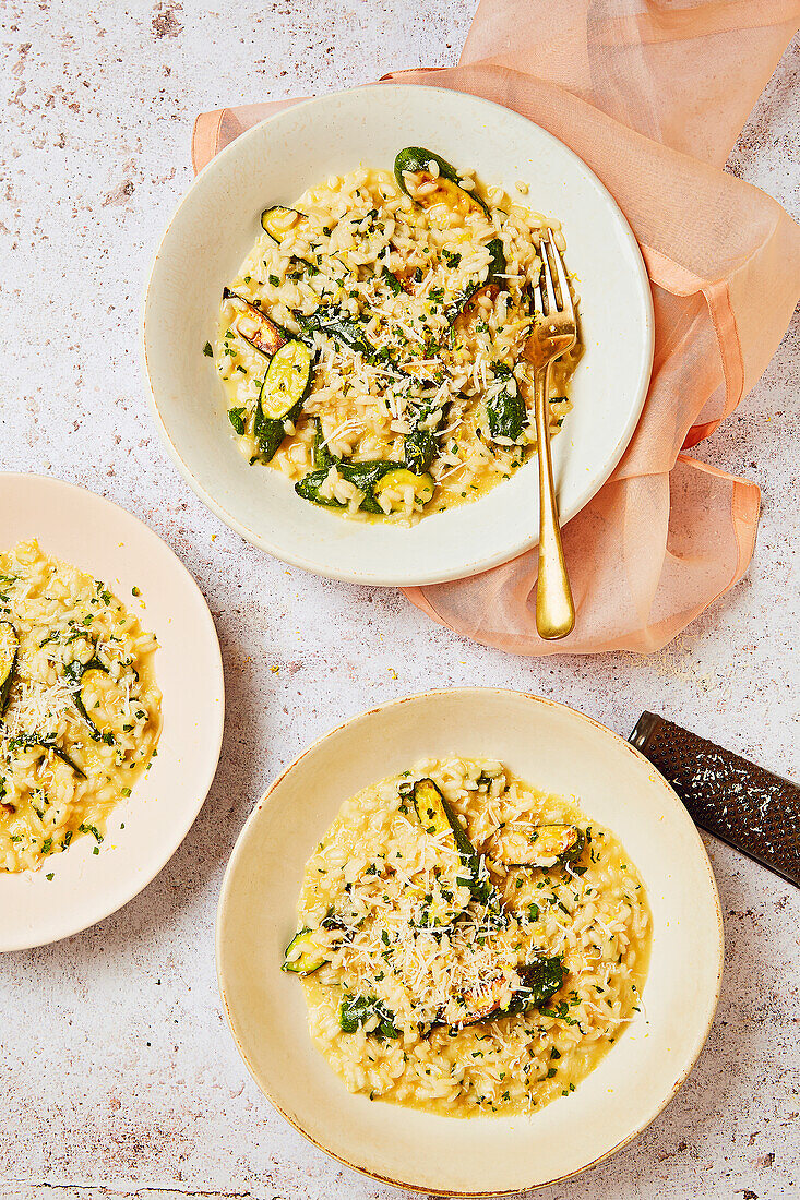 Courgette risotto with mint, lemon and parmesan