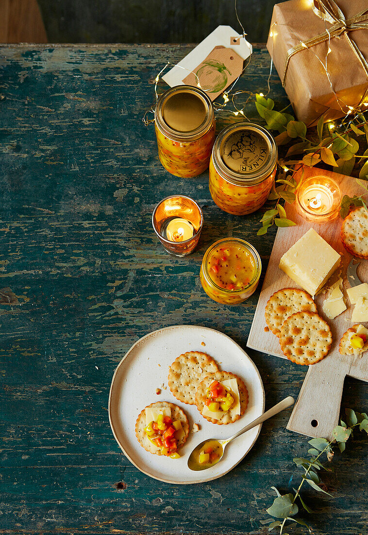 Cheeseboard with piccalilli