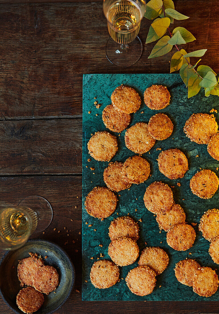 Spiced sesame and cheese biscuits