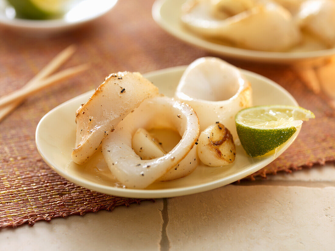 Grilled calamari with lime
