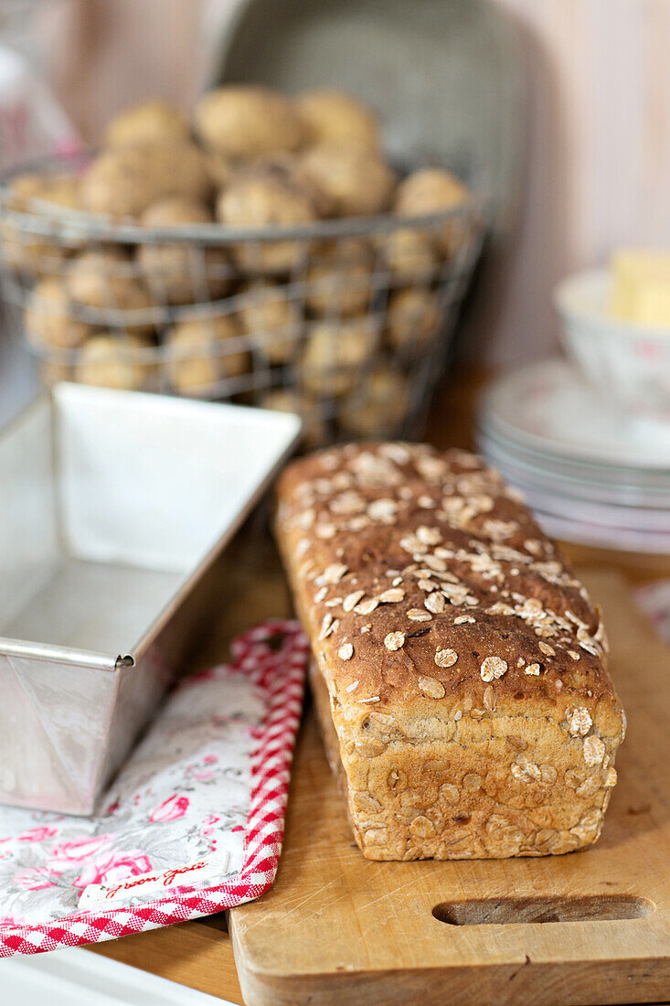 Kastenförmiges, hausgemachtes Kartoffelbrot