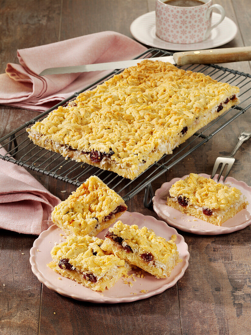 Apfel-Kokos-Kuchen mit Cranberries