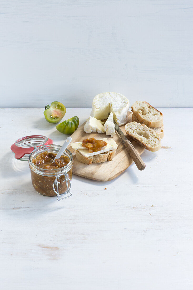 Green tomato relish with mustard and coriander