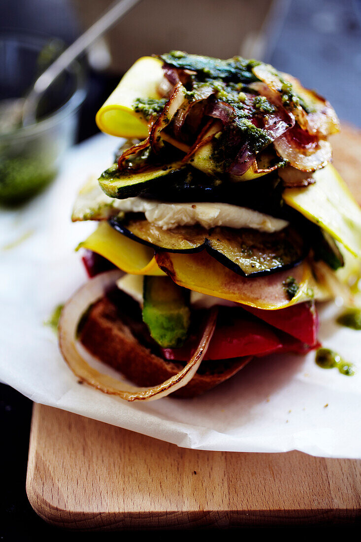 Open sandwich with grilled vegetables
