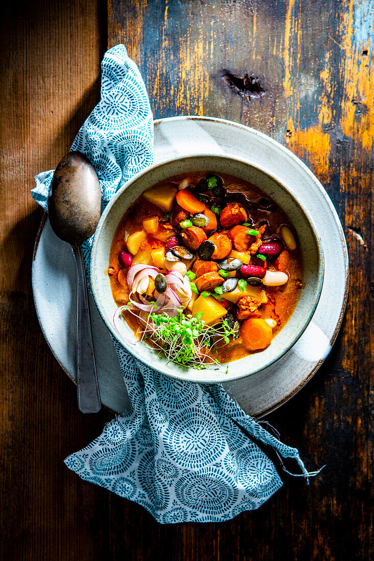 Serbian bean soup with winter vegetables