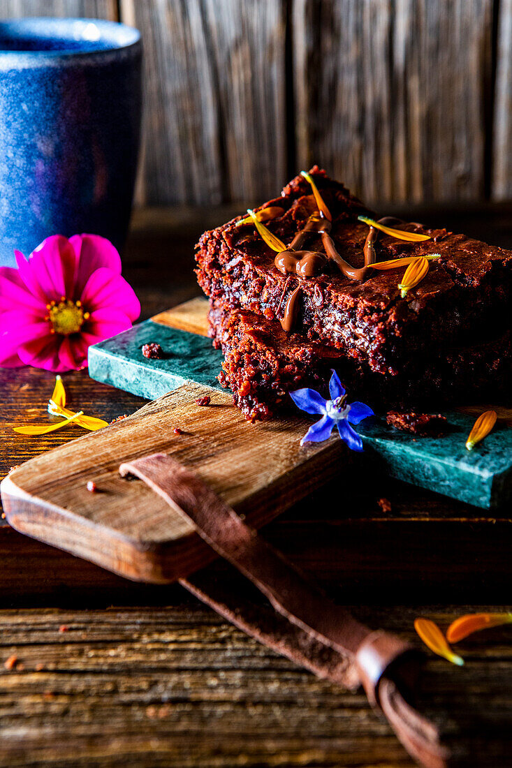 Vegane Brownies mit schwarzen Bohnen