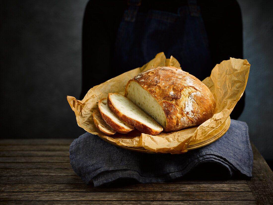 No-Knead bread on baking paper