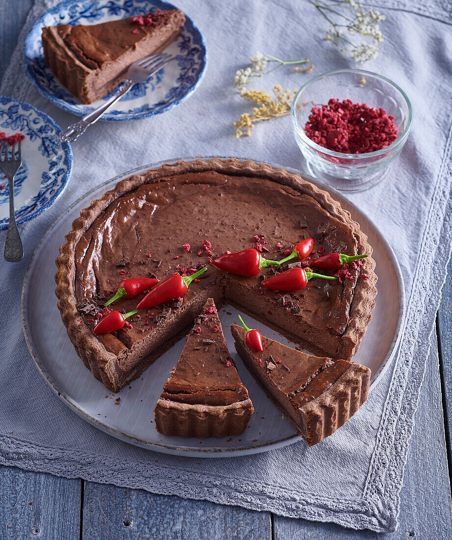 Chili chocolate tart