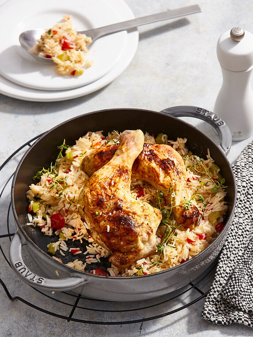 Oven baked chicken and rice