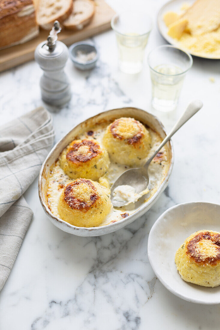 Twice baked cheese souffle