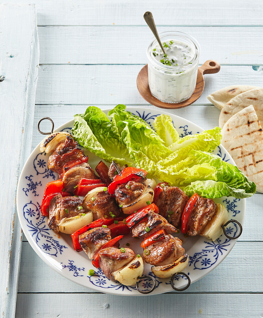 Pork skewers with red pepper