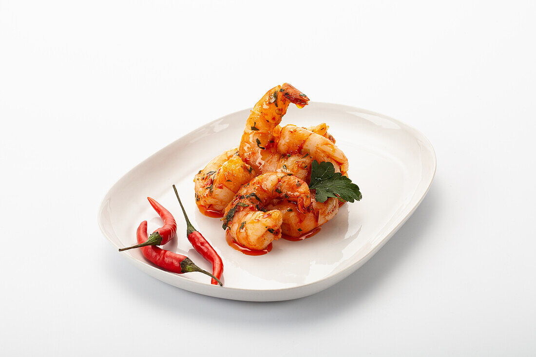 Spicy chilli prawns