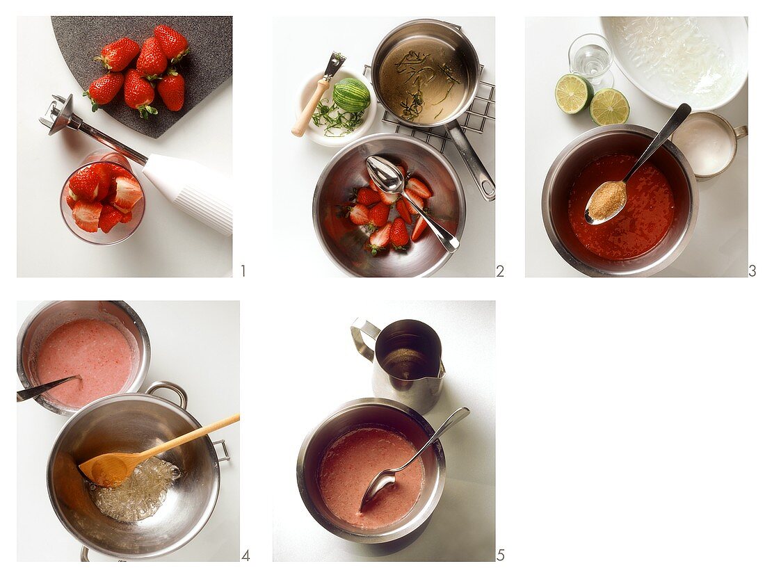 Making strawberry and coconut cream