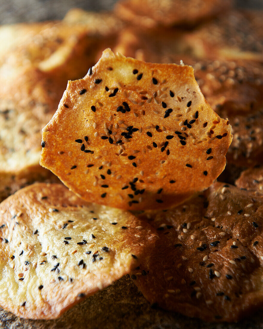 Tuiles with black sesame seeds