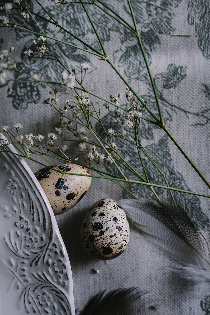 Quail's eggs as Easter decorations