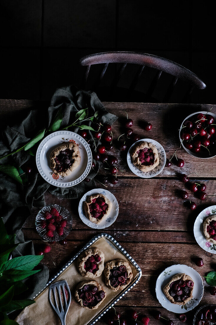 Baking scene - cherry galettes