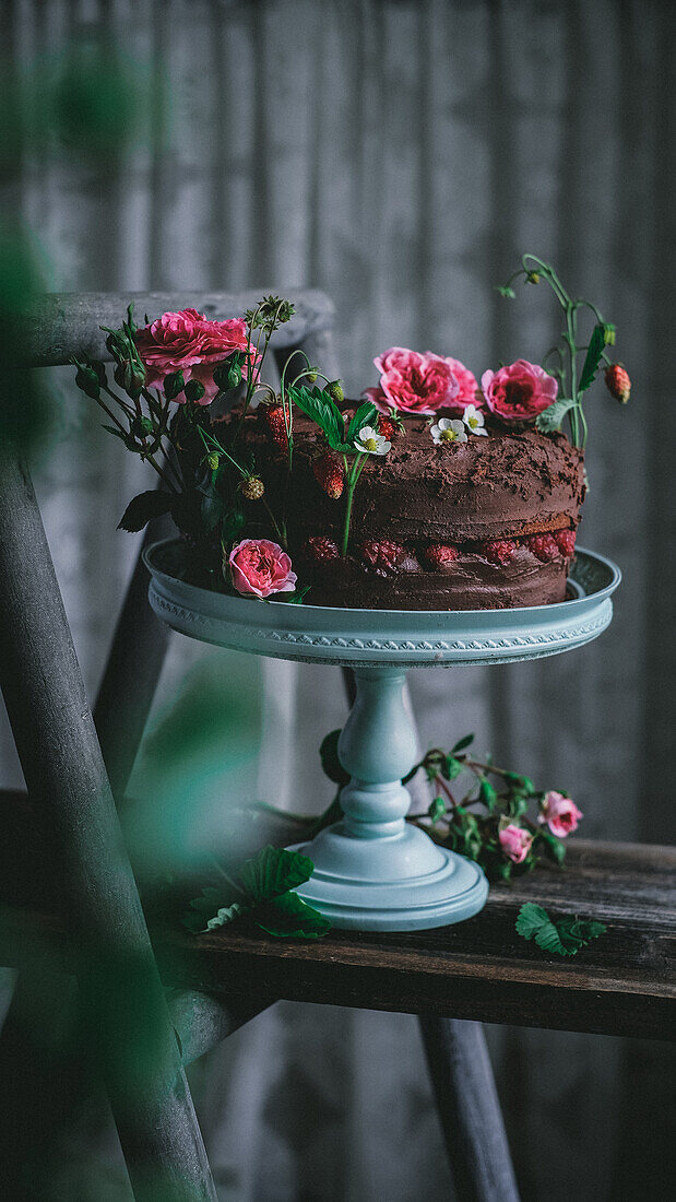 Schokokuchen mit Himbeeren