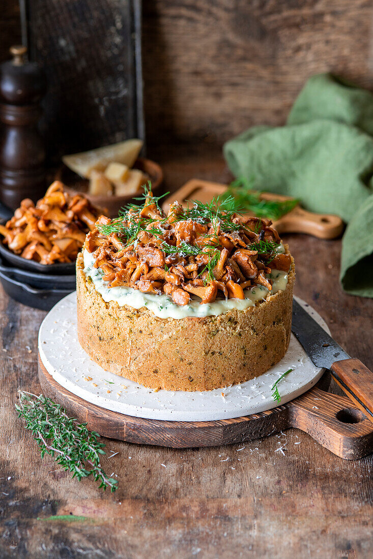 Chanterelle mushroom cheesecake