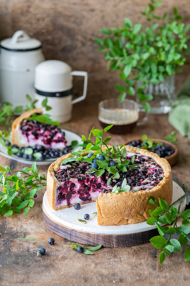 Blaubeerkuchen mit Sahnecremefüllung