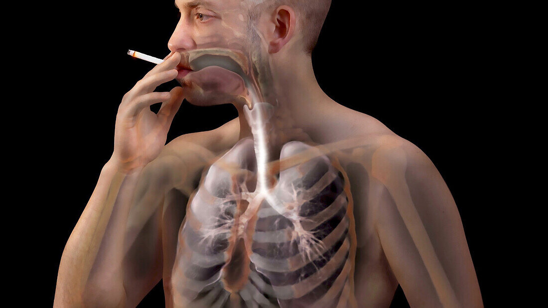 Man Inhaling Smoke in Lungs