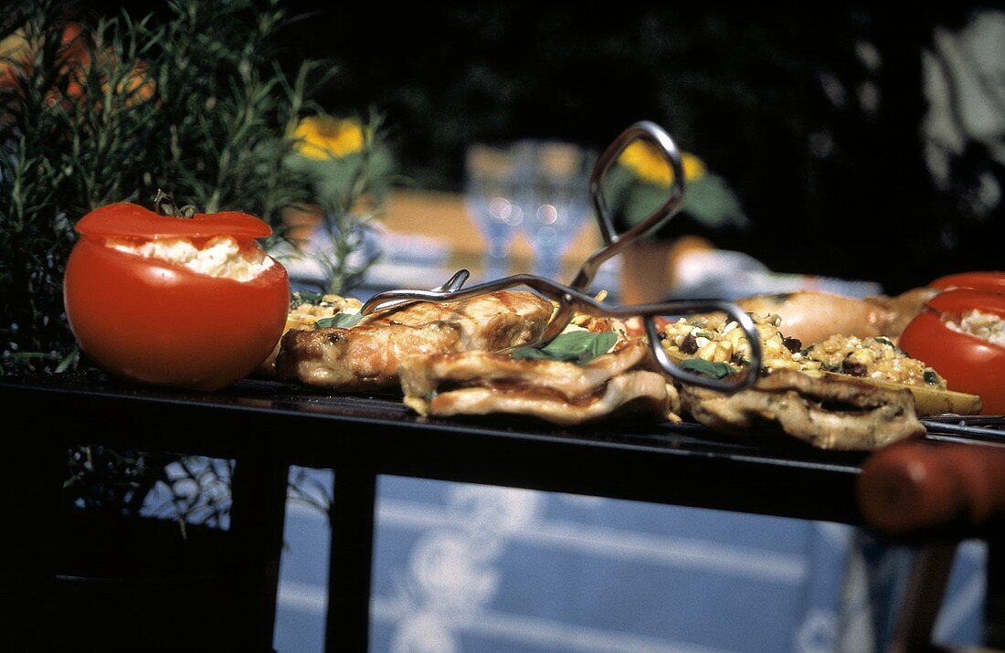 Assorted Food on the Outdoor Grill