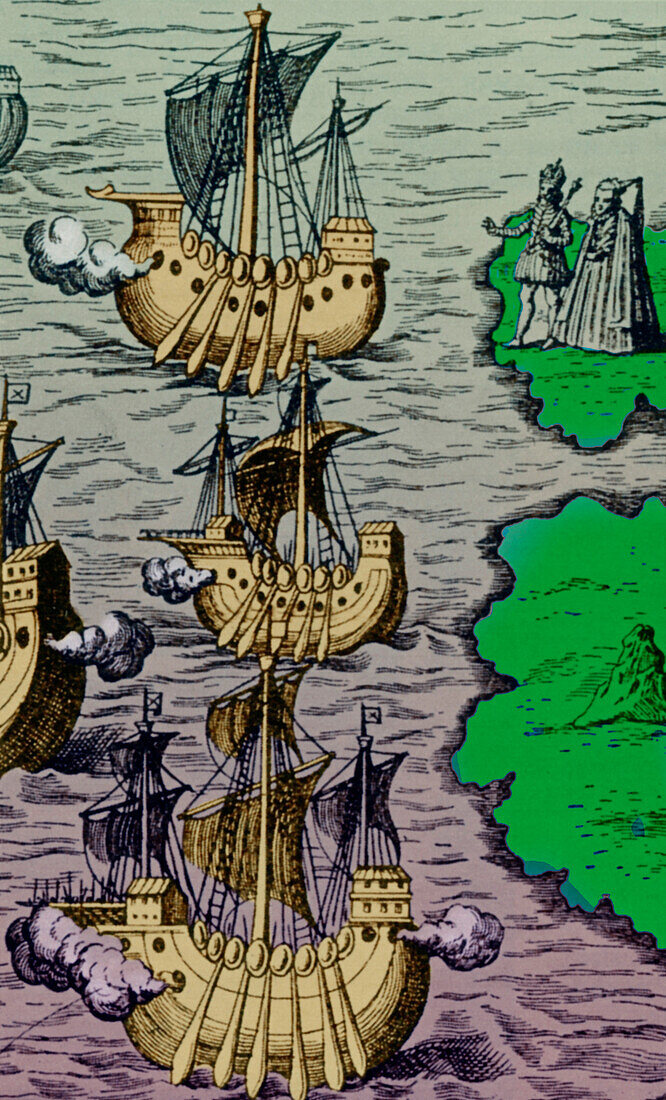 Columbus' Caravels depart Spain, 1493