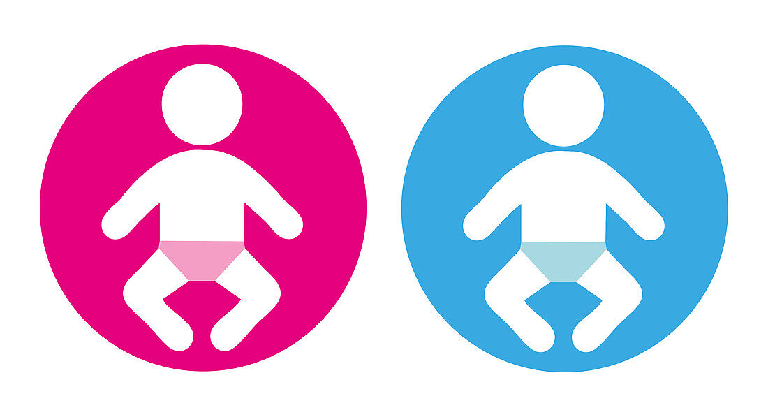 Babies in two circles, illustration