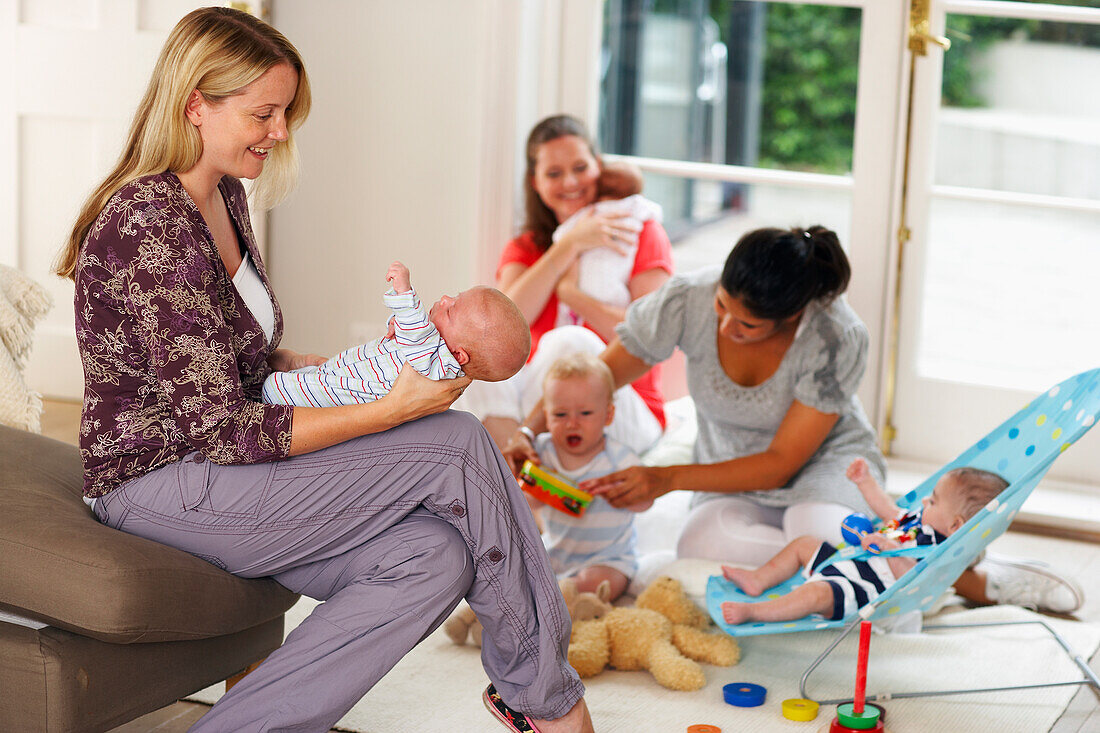 Group of women with three to eight month old babies