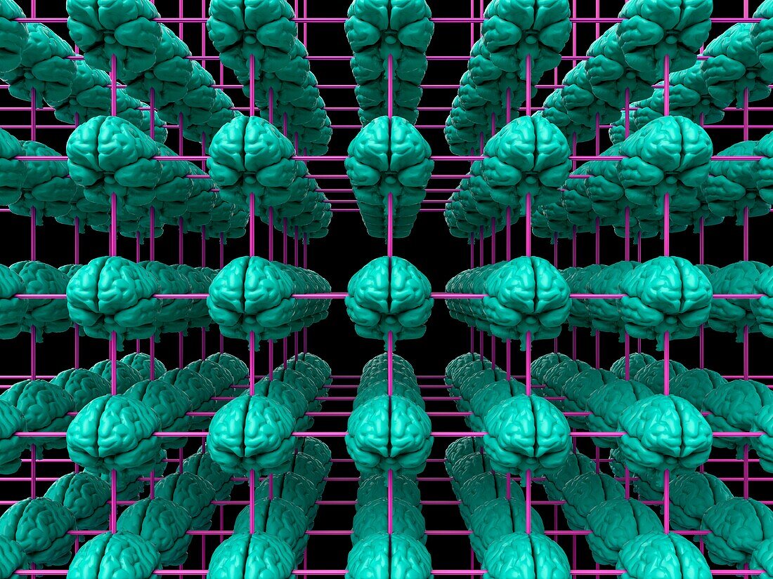 Brain grid, conceptual Illustration