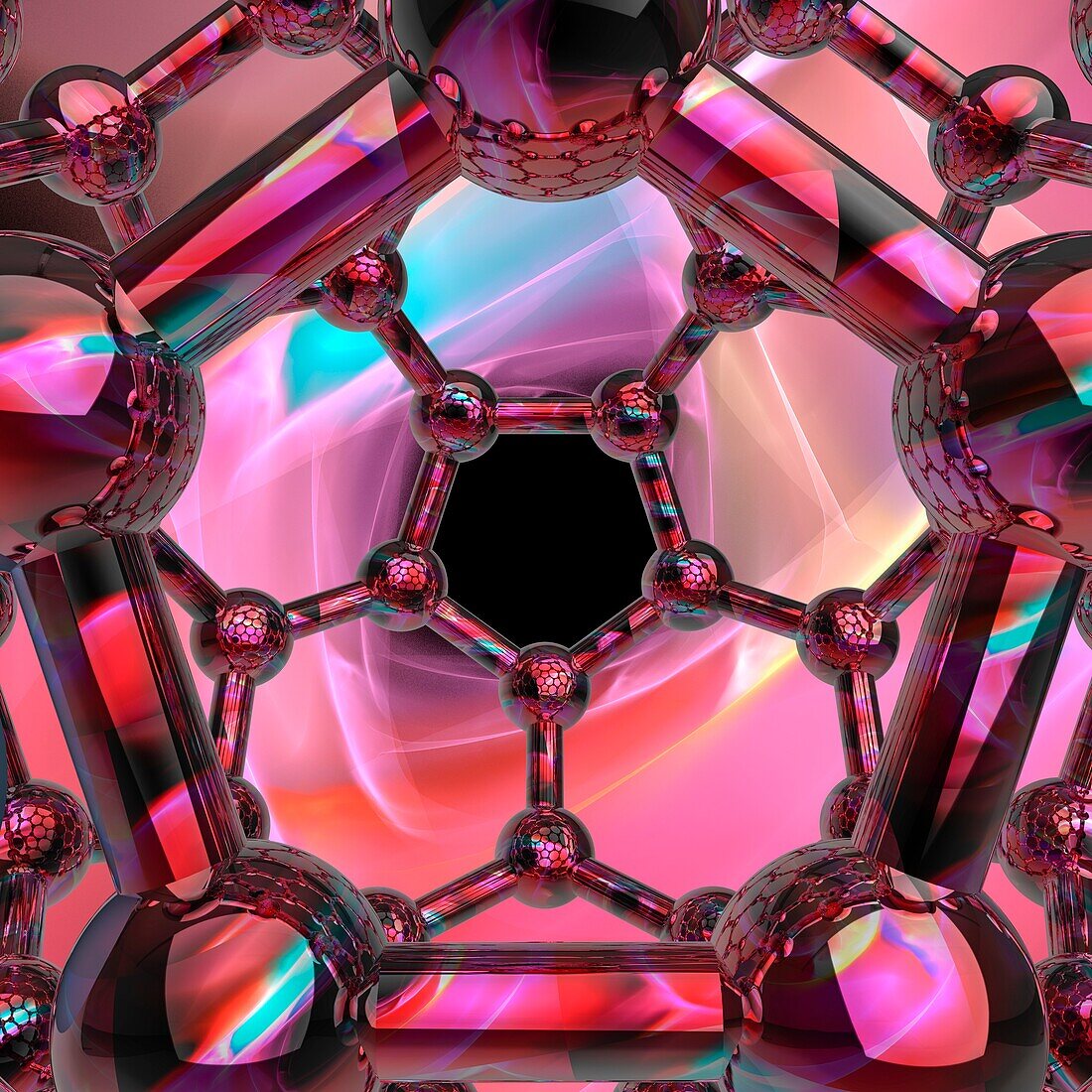 Buckyball C60 molecule detail, illustration