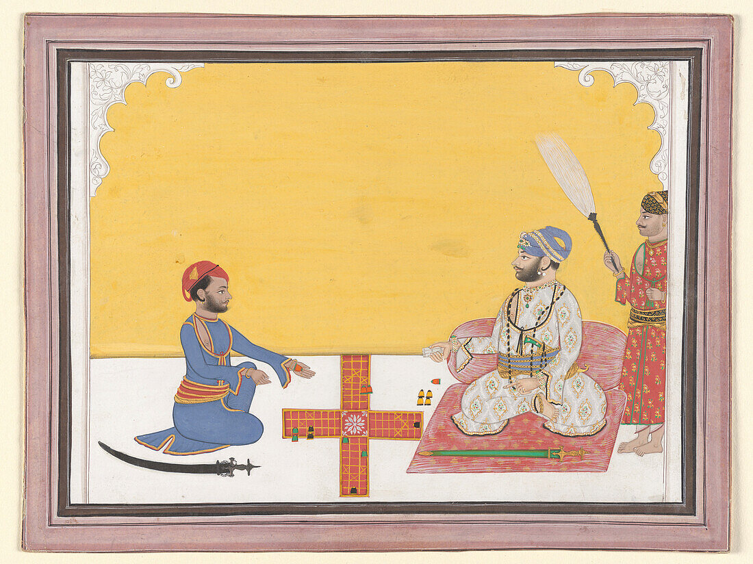 Maharaja playing pachisi, 19th century illustration