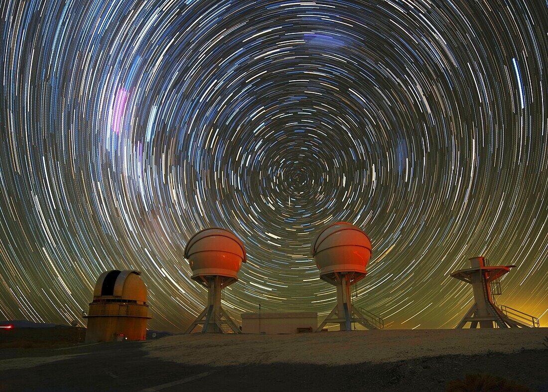 Star trails above the BlackGEM optical telescope array