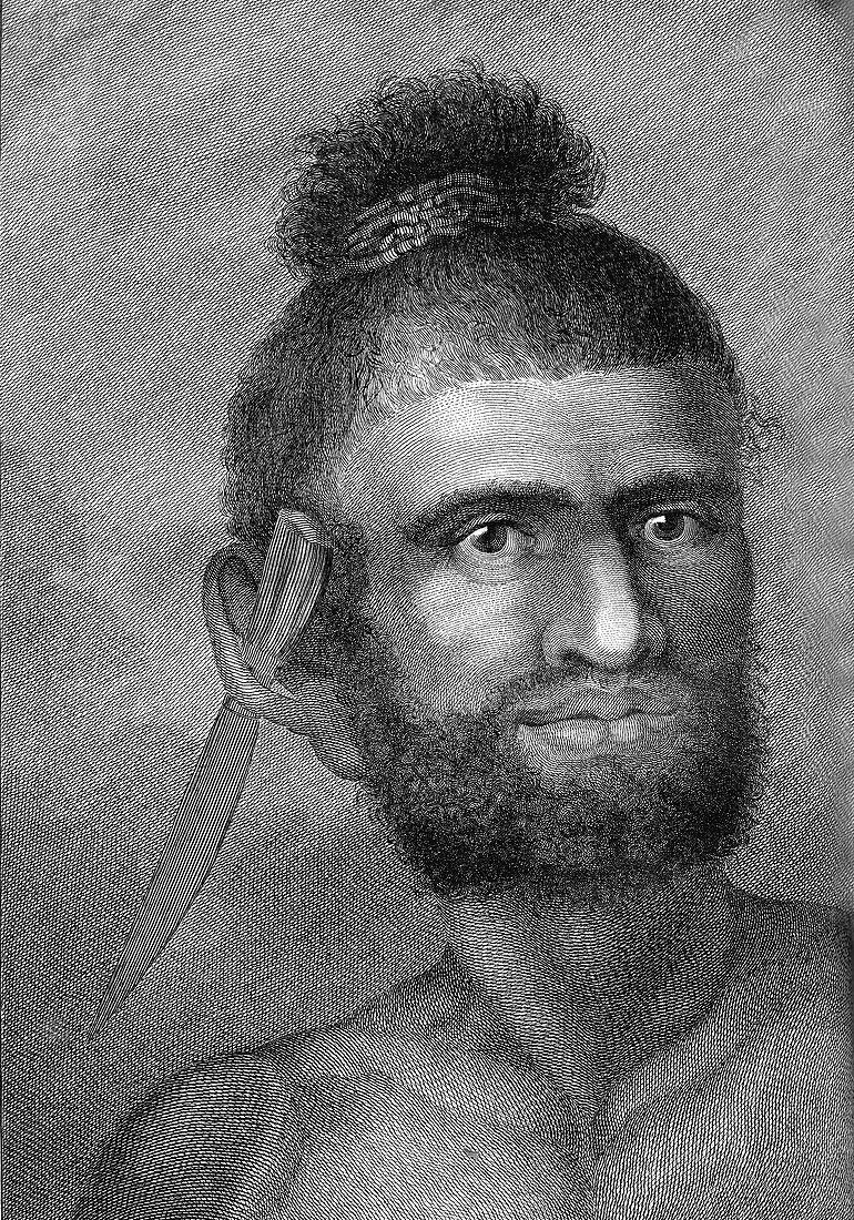 Cook Islands man, 18th century illustration