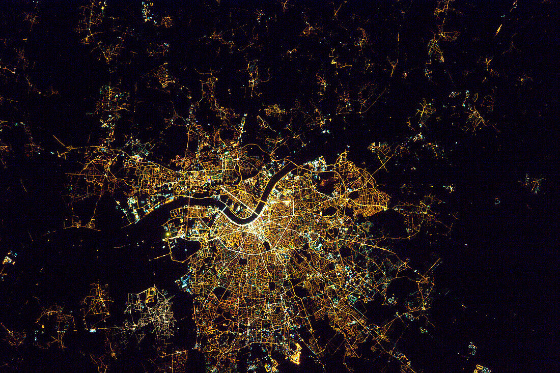 Bordeaux, France at night, satellite image