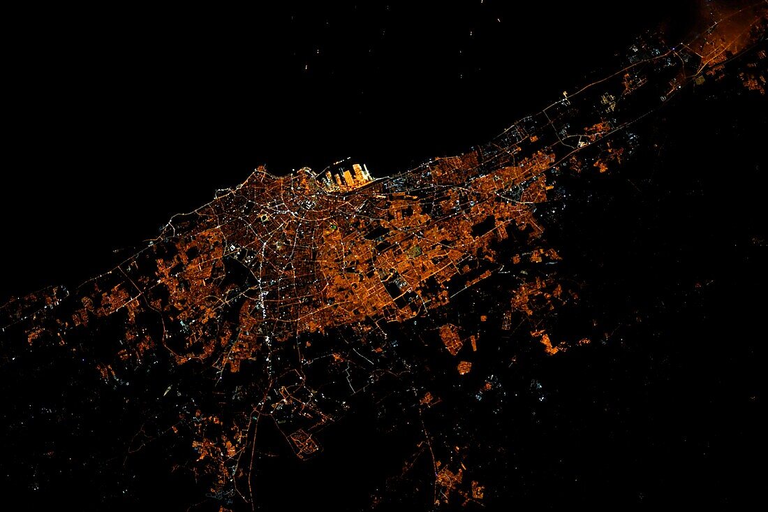 Casablanca, Morocco at night, satellite image