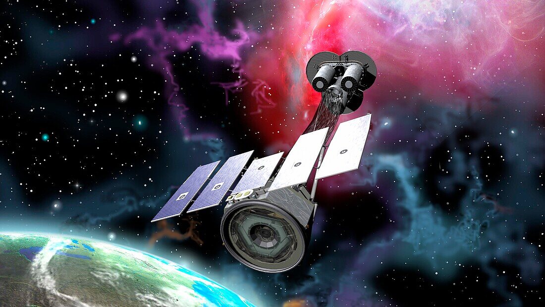 IXPE space observatory in orbit, illustration