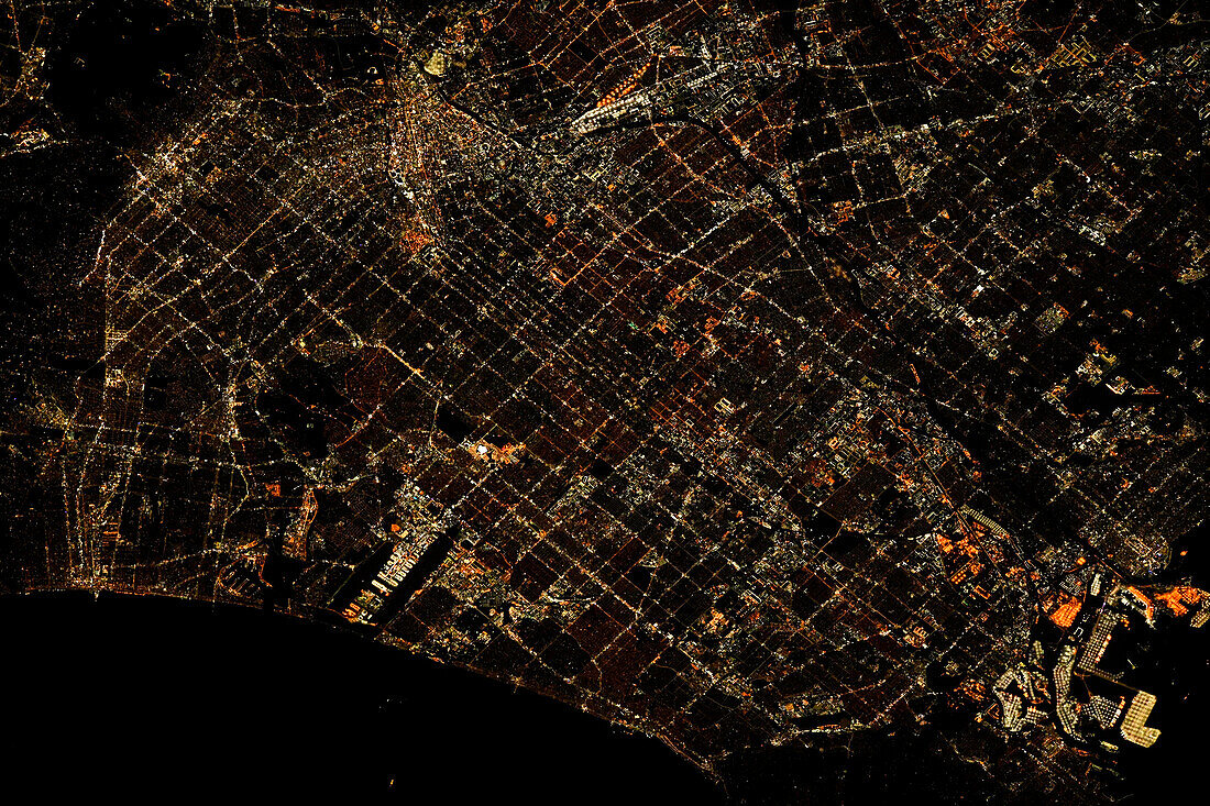 Los Angeles, California, USA at night, satellite image