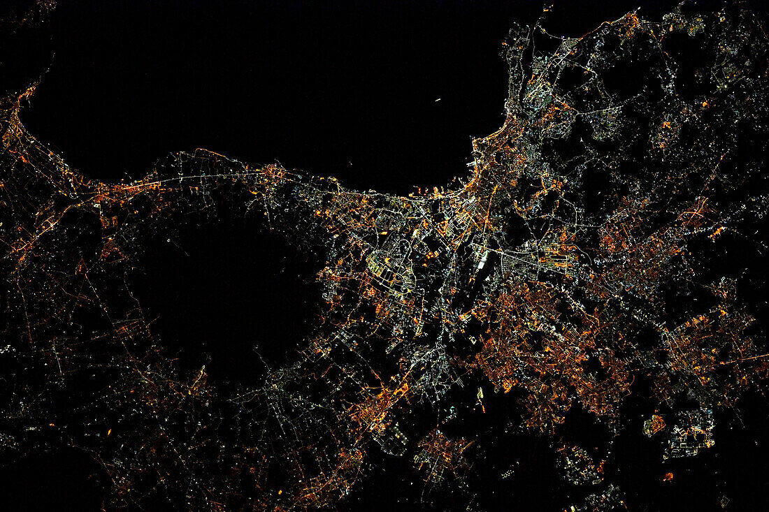 Naples, Italy at night, satellite image
