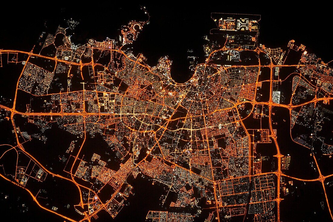 Bahrain at night, satellite image