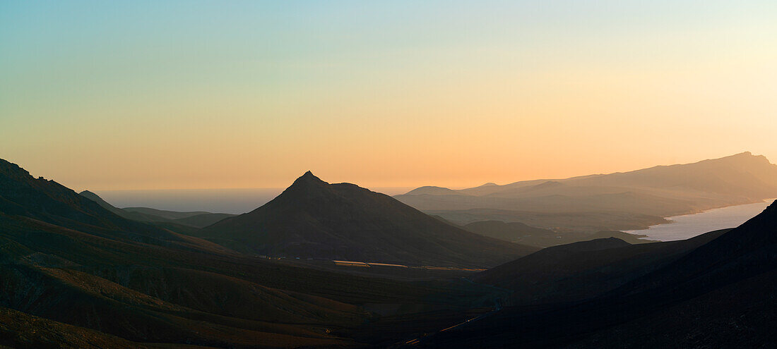 Mountain range during sunset panorama