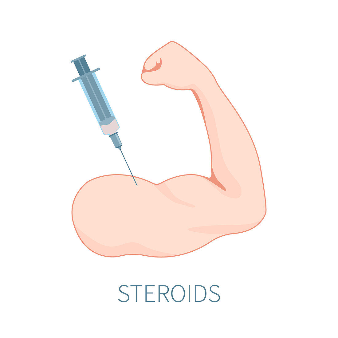 Anabolic steroids injection, conceptual illustration